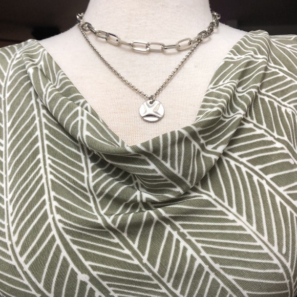 Chico’s Travelers Classic Printed Drape-Neck Top - Picture 3 of 7